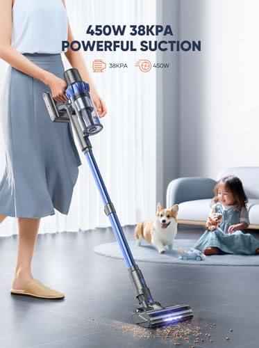 BuTure Cordless Vacuum Cleaner, 450W 38KPA Stick Vacuum with Color